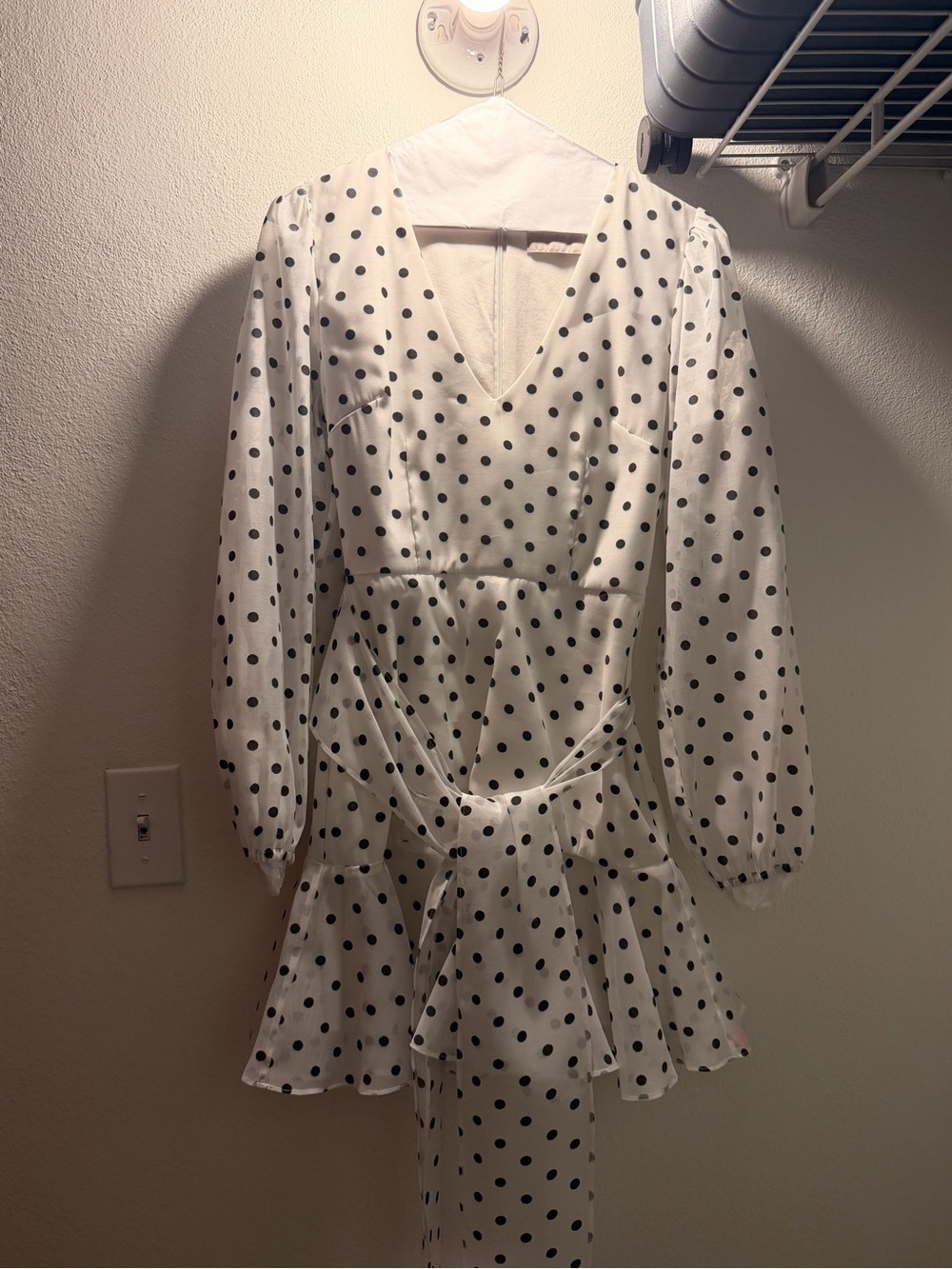 KEEPSAKE the Label Cream Dress with Black Polka Dots